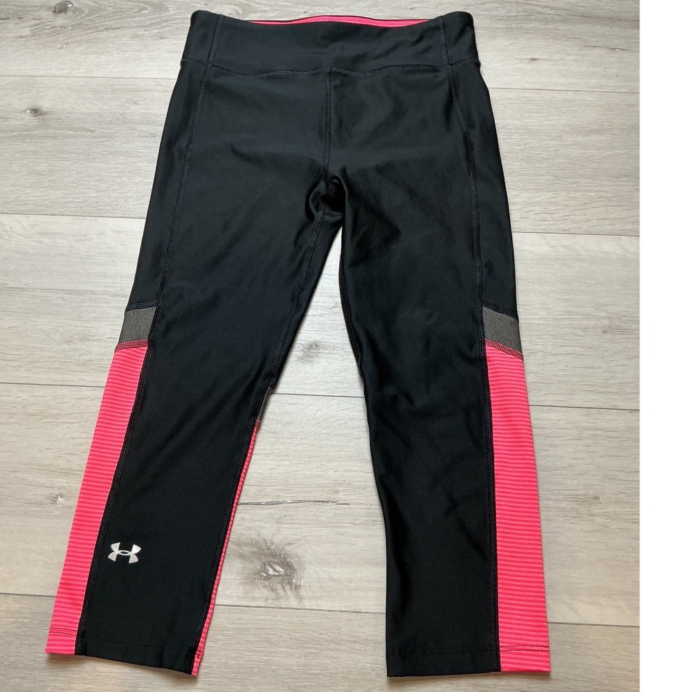 Under Armour Athletic Heat Gear Compression Leggings Small Black Pink PreLoved